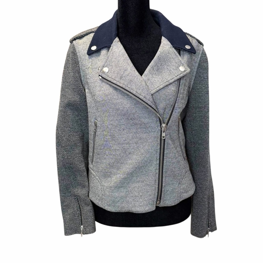 Theory Adashi K Moto Jacket Blazer Tweed Wool Quiet Luxury Business Casual Med - Picture 4 of 16